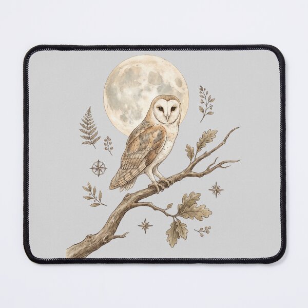 Item preview, Barn Owl on Moonlit Branch | Celestial Botanical Style designed and sold by Ortsas.