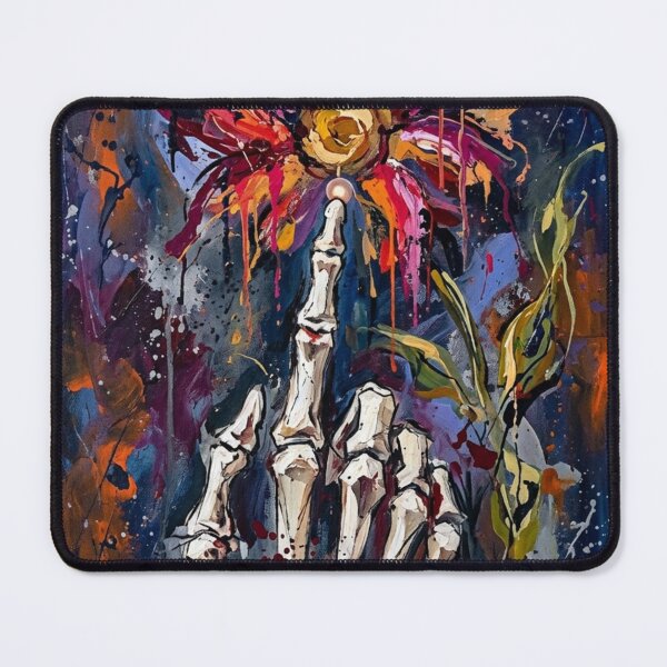 Item preview, Skeleton Hand with Psychedelic Flower in Oil designed and sold by InkLab Studio.