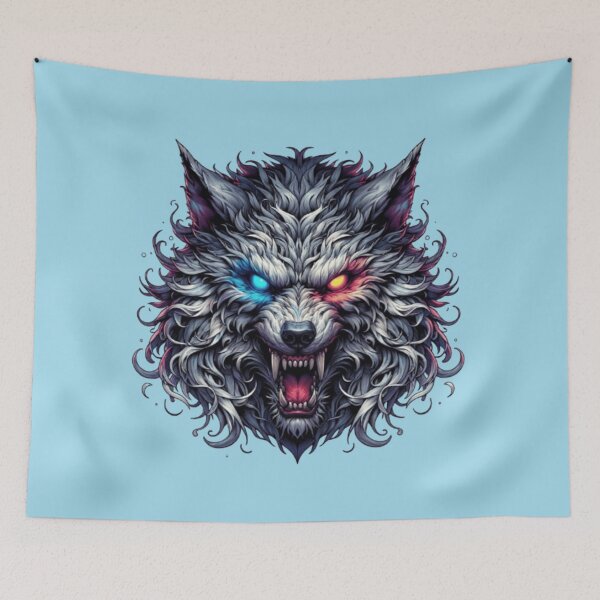 Item preview, Intense Wolf Portrait | Fire and Ice Edition designed and sold by Rawafi Art Studio.