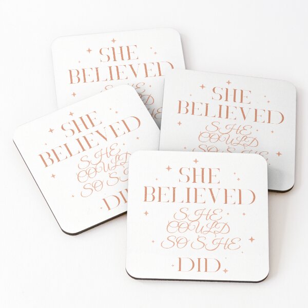Item preview, She Believed She Could So She Did - Inspirational Women Gift Tee designed and sold by RedRubyBubble.