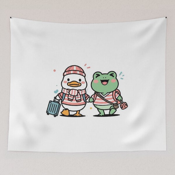 Item preview, Cute Travel Frog and Duck | Adorable Animal Friends Illustration designed and sold by MMK1SHOP.
