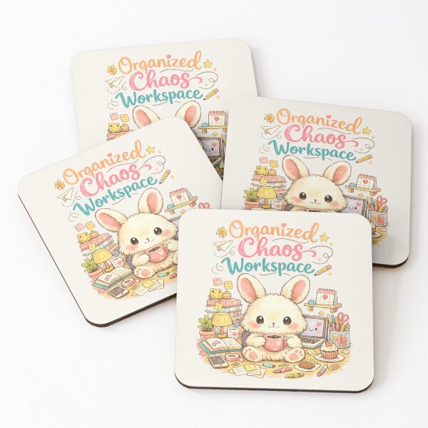 Item preview, Cute Bunny Organized Chaos Workspace - Cozy Clutter Aesthetic Desk | Kawaii Work From Home Humor Art designed and sold by PopCulturePixel.