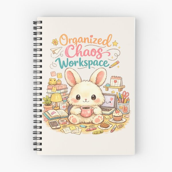 Item preview, Cute Bunny Organized Chaos Workspace - Cozy Clutter Aesthetic Desk | Kawaii Work From Home Humor Art designed and sold by PopCulturePixel.