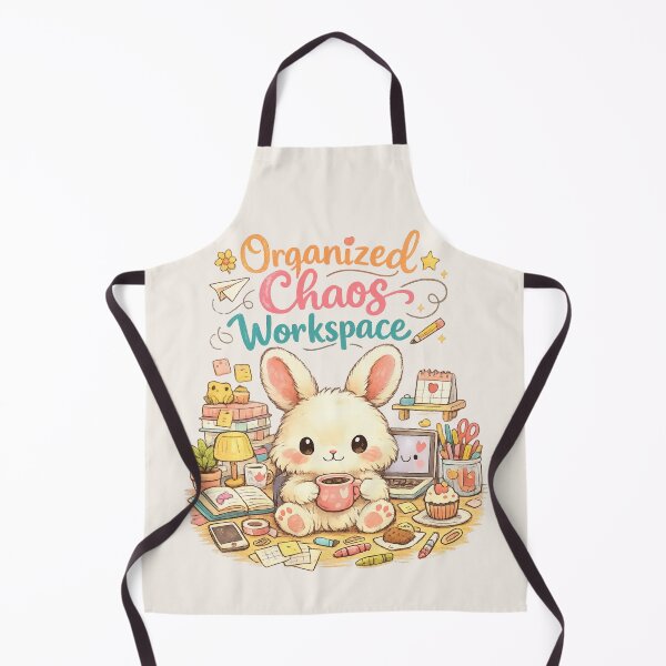 Item preview, Cute Bunny Organized Chaos Workspace - Cozy Clutter Aesthetic Desk | Kawaii Work From Home Humor Art designed and sold by PopCulturePixel.