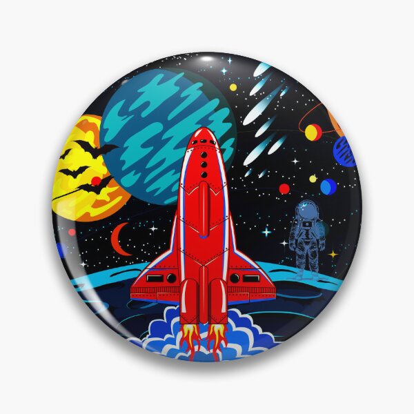 Item preview, Red Rocket spaceship Launch in Colorful Planet Galaxy designed and sold by FahdSpaceArt.