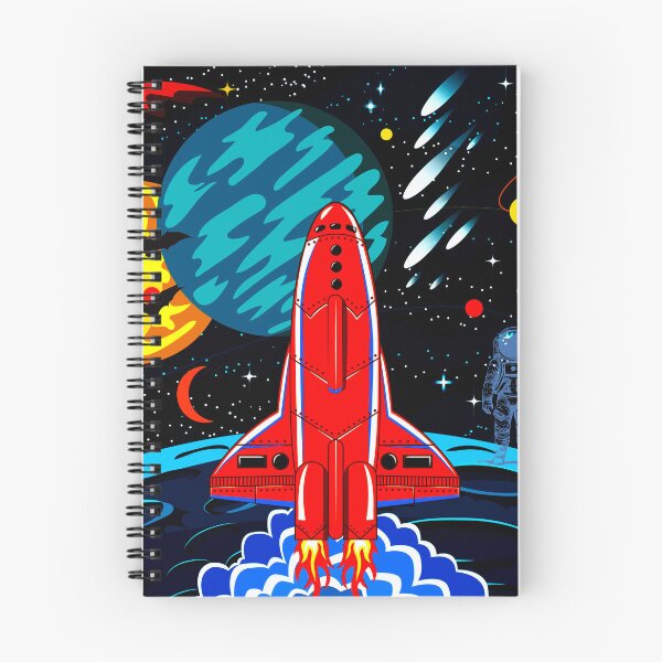 Item preview, Red Rocket spaceship Launch in Colorful Planet Galaxy designed and sold by FahdSpaceArt.