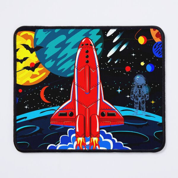 Item preview, Red Rocket spaceship Launch in Colorful Planet Galaxy designed and sold by FahdSpaceArt.