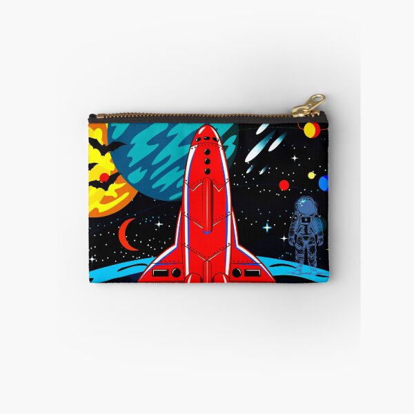 Item preview, Red Rocket spaceship Launch in Colorful Planet Galaxy designed and sold by FahdSpaceArt.