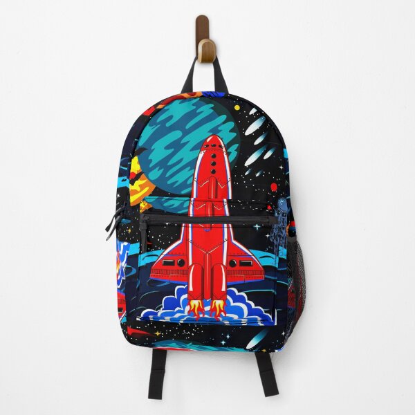 Item preview, Red Rocket spaceship Launch in Colorful Planet Galaxy designed and sold by FahdSpaceArt.