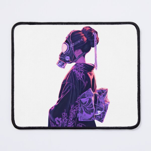 Item preview, Cyberpunk Geisha — Neon Kimono Girl with Gas Mask designed and sold by kummo-0319.