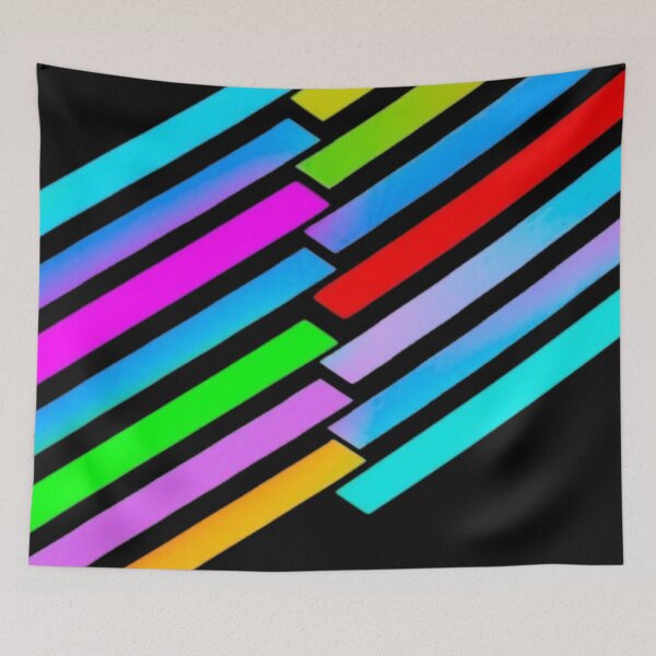 Item preview, Abstract Neon Rainbow Geometric Stripe Pattern designed and sold by Nexus Space.