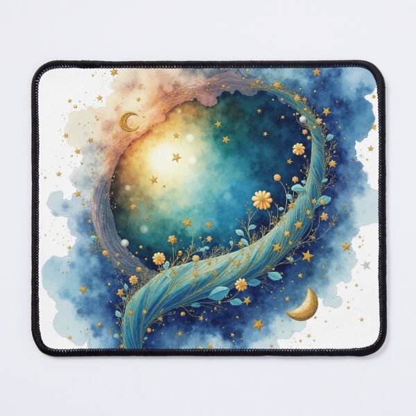 Item preview, Moonriver of Starlight – Enchanted Watercolor Celestial Crescent Illustration designed and sold by Oonward2021.