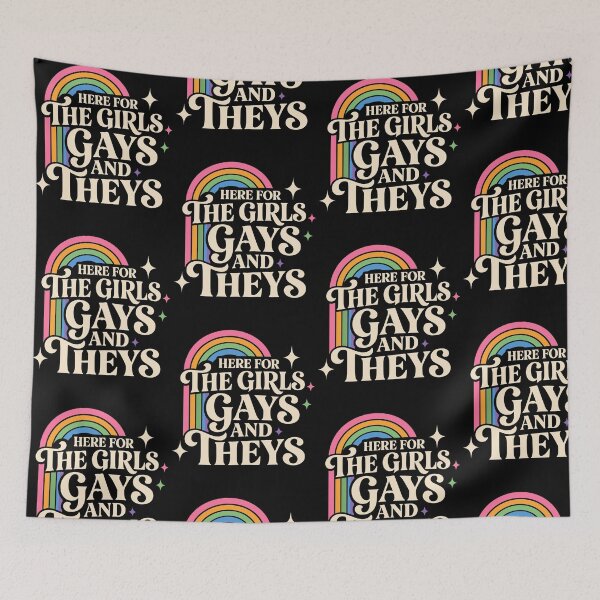 Item preview, Here For The Girls Gays And Theys LGBTQ Ally Pride Rainbow Retro designed and sold by Mind-Drift.