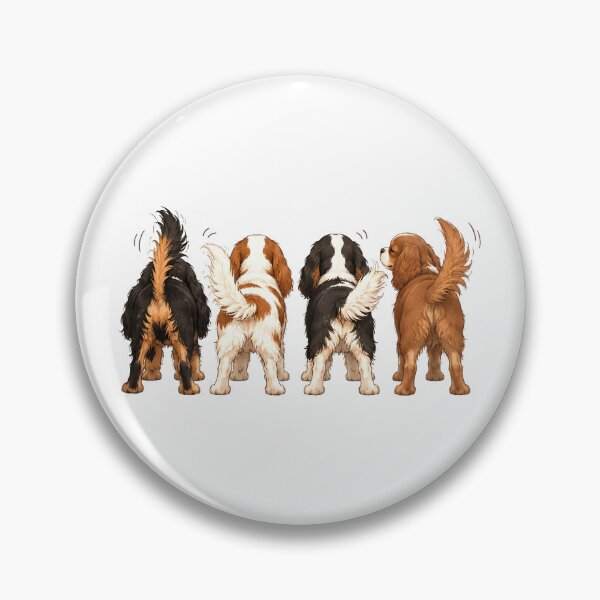 Item preview, Happy Cavalier King Charles Spaniel Wagging Tails Four Color Dogs designed and sold by SakuraWaStyle.