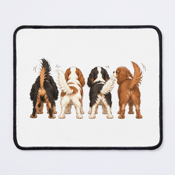 Item preview, Happy Cavalier King Charles Spaniel Wagging Tails Four Color Dogs designed and sold by SakuraWaStyle.