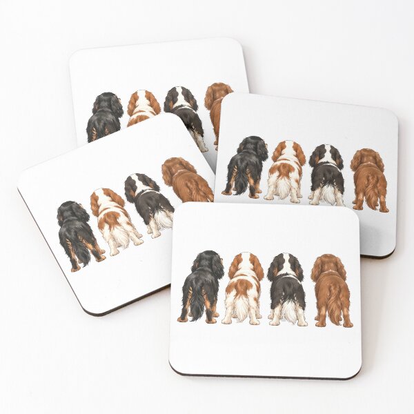 Item preview, Standing Cavalier King Charles Spaniel Four Colors Rear View Illustration designed and sold by SakuraWaStyle.
