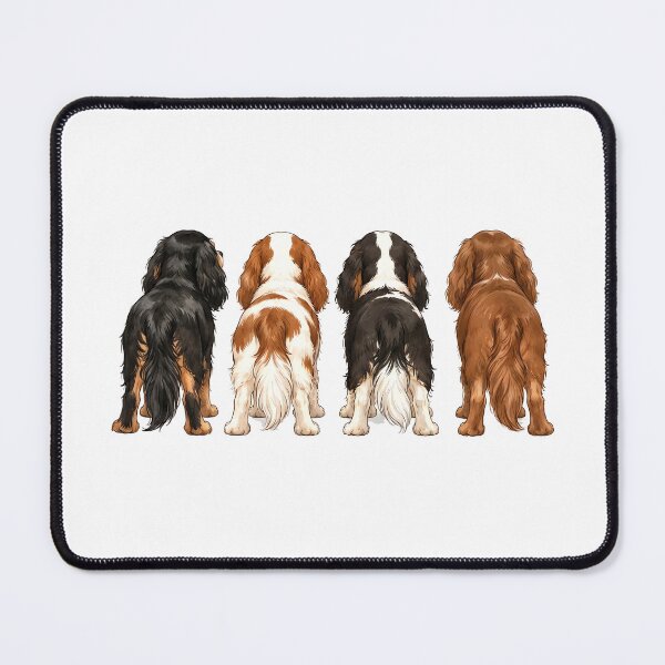 Item preview, Standing Cavalier King Charles Spaniel Four Colors Rear View Illustration designed and sold by SakuraWaStyle.