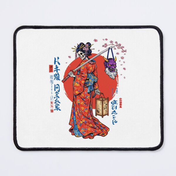 Item preview, Japanese Ukiyo-e Style Samurai Geisha Skeleton And Oni Mask Samurai Art designed and sold by Mind-Drift.