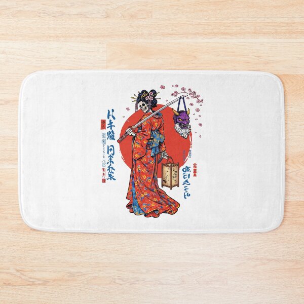 Item preview, Japanese Ukiyo-e Style Samurai Geisha Skeleton And Oni Mask Samurai Art designed and sold by Mind-Drift.