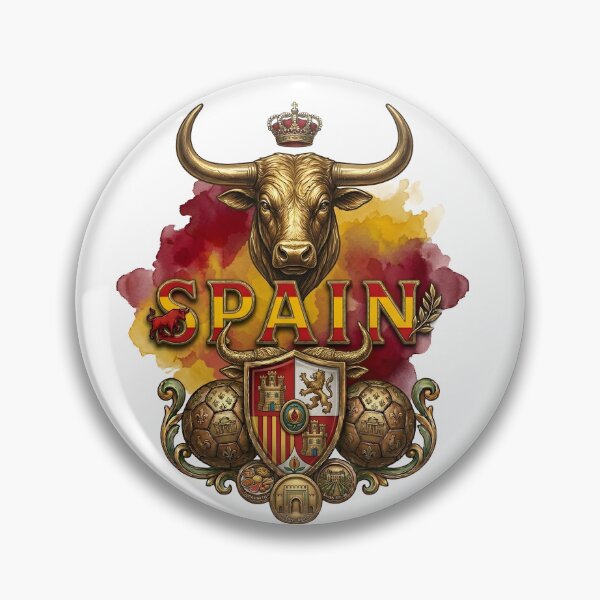 Item preview, Spain Football Gold Emblem – Traditional Bull and Shield Sovereign Design designed and sold by Lozarux.