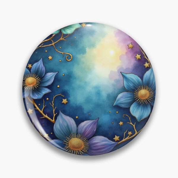 Item preview, Twilight Starblossom Circle – Enchanted Watercolor Celestial Floral Wreath designed and sold by Dream Bloom Gallery.