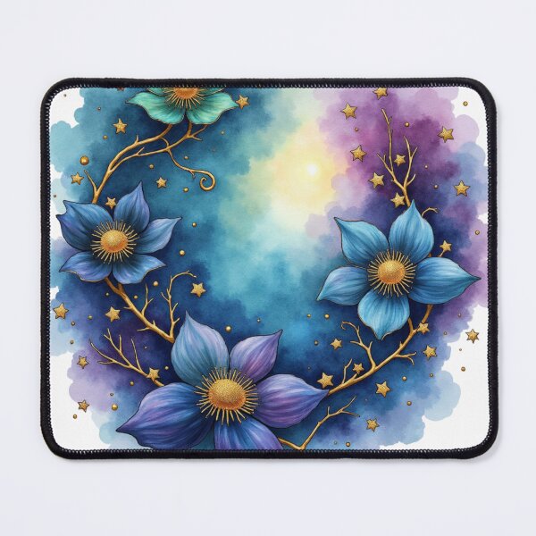 Item preview, Twilight Starblossom Circle – Enchanted Watercolor Celestial Floral Wreath designed and sold by Oonward2021.