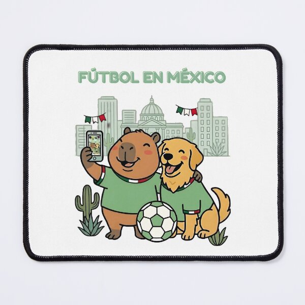 Item preview, Capybara and Dog Mexico Soccer Fans Selfie designed and sold by laughingshirts.
