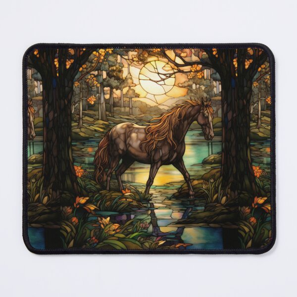 Item preview, Stained Glass Horse at Sunset designed and sold by pinkal.
