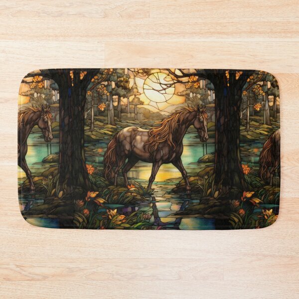 Item preview, Stained Glass Horse at Sunset designed and sold by pinkal.