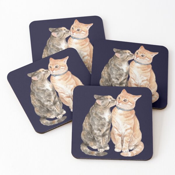 Item preview, Tender Watercolor Cats – Affectionate Feline Art Print designed and sold by Flauntra.