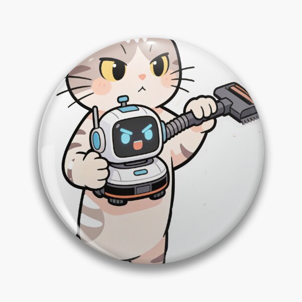 Item preview, Cute Orange Cat Cleaning with Robot Vacuum Funny Kawaii Illustration designed and sold by OksArtStudio.
