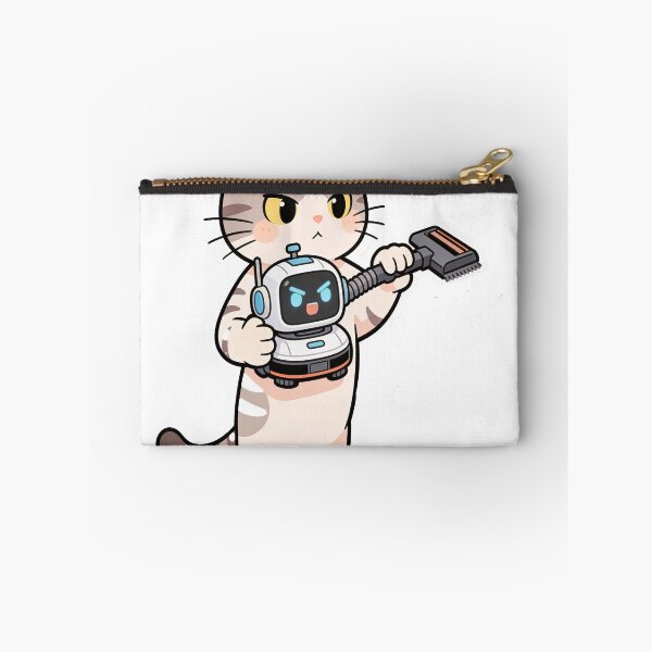 Item preview, Cute Orange Cat Cleaning with Robot Vacuum Funny Kawaii Illustration designed and sold by OksArtStudio.