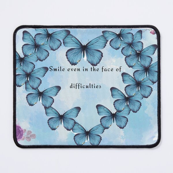 Item preview, Blue Butterfly Heart Mouse Pad - Motivational Disability Awareness Quote designed and sold by AllAbility Design.
