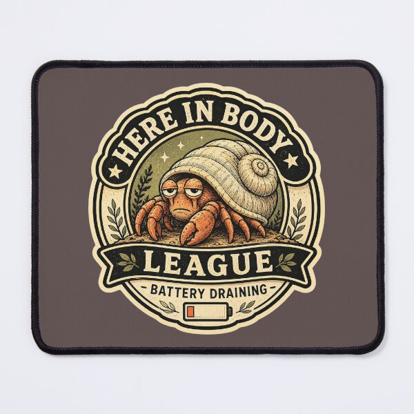 Item preview, Here In Body League T-Shirt - Battery Draining Hermit Crab Vintage Badge Logo Design designed and sold by Halejo68.