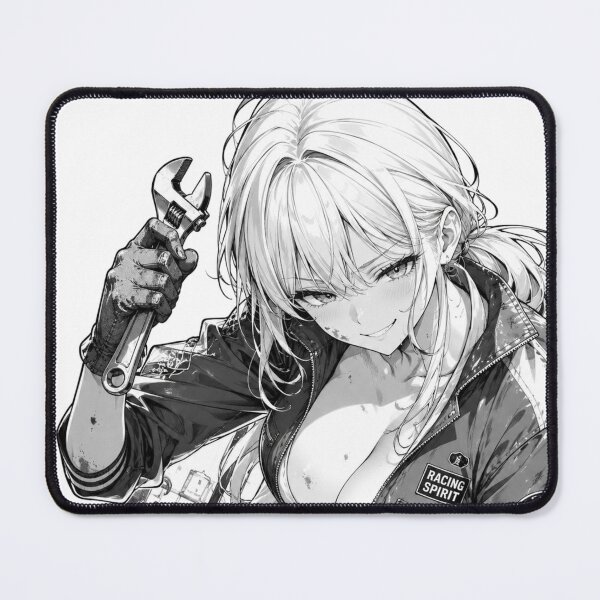 Item preview, Anime Mechanic Girl – Black and White Automotive Waifu designed and sold by Ericks0087.