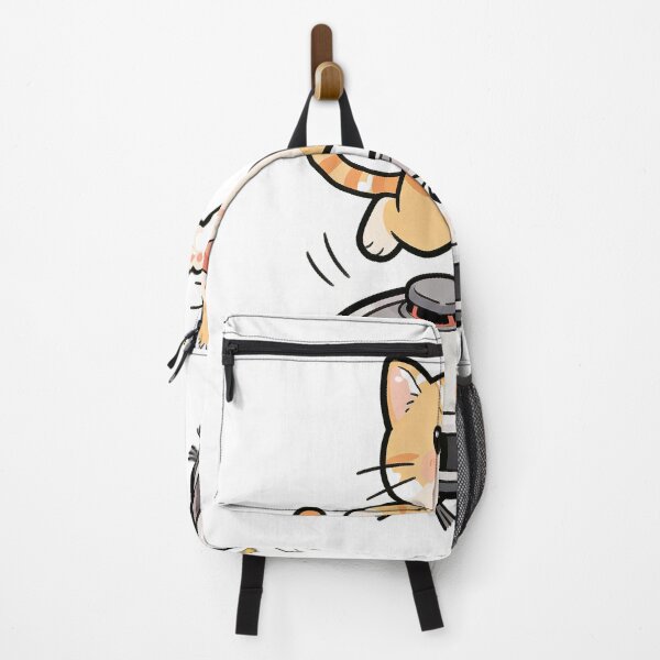 Item preview, Happy Cartoon Cat Jumping on Robot Vacuum Surprised Robot Funny Illustration designed and sold by OksArtStudio.