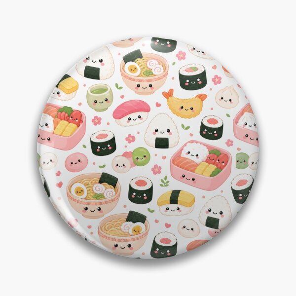Item preview, Kawaii Sushi Japanese Food Cute Seamless Pattern Print designed and sold by Inkworksbyshery.
