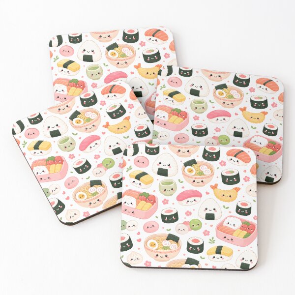 Item preview, Kawaii Sushi Japanese Food Cute Seamless Pattern Print designed and sold by Inkworksbyshery.