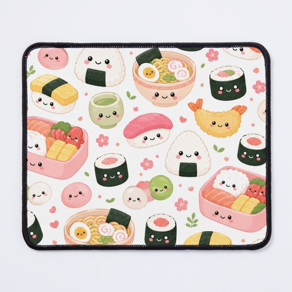 Item preview, Kawaii Sushi Japanese Food Cute Seamless Pattern Print designed and sold by Inkworksbyshery.