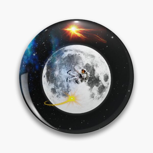 Item preview, Astronaut Floating on full Moon with blue Nebula Space Art  designed and sold by FahdSpaceArt.