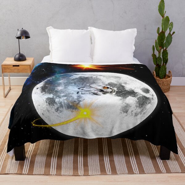 Item preview, Astronaut Floating on full Moon with blue Nebula Space Art designed and sold by FahdSpaceArt.