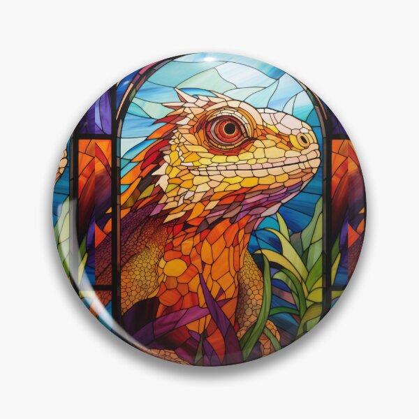 Item preview, Stained Glass Iguana Portrait designed and sold by pinkal.
