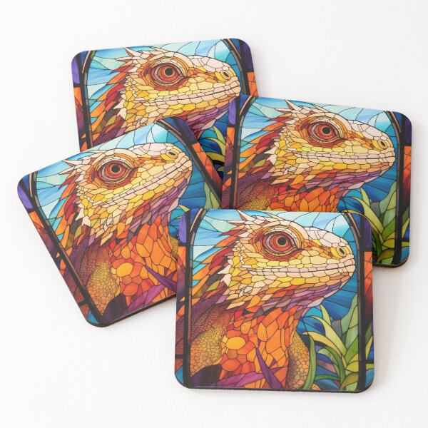 Item preview, Stained Glass Iguana Portrait designed and sold by pinkal.