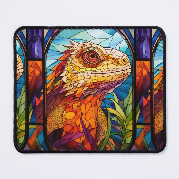 Item preview, Stained Glass Iguana Portrait designed and sold by pinkal.