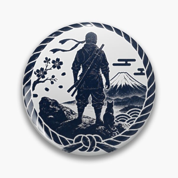 Item preview, Ninja & Cat Watching Mt. Fuji | Japanese Rope Circle designed and sold by Aguri-tei.
