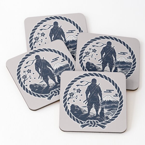 Item preview, Ninja & Cat Watching Mt. Fuji | Japanese Rope Circle designed and sold by Aguri-tei.