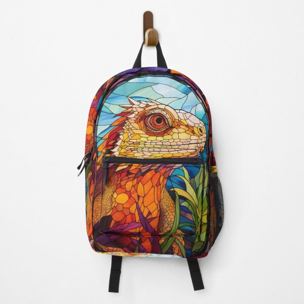 Item preview, Stained Glass Iguana Portrait designed and sold by pinkal.