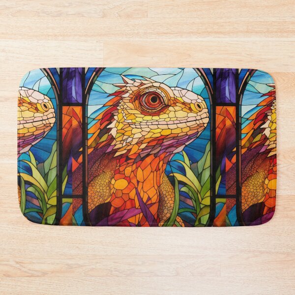 Item preview, Stained Glass Iguana Portrait designed and sold by pinkal.