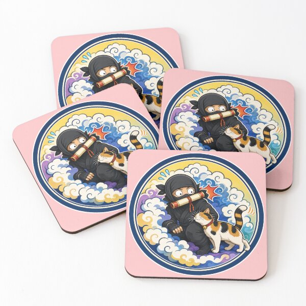 Item preview, Surprised Ninja & Calico Cat | Japanese Comic Style designed and sold by Aguri-tei.