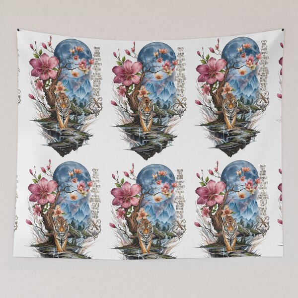 Item preview, Tiger Moon Blossom Fantasy Wild Nature designed and sold by Sovereign Supply Co..